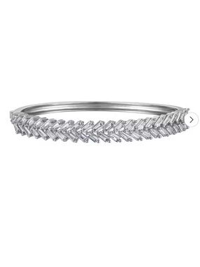 Silver Crystal Chevron Bangle Bracelet - Women's Jewelry